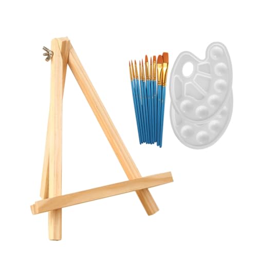 PartyKindom Teiliges Malset mit Dreieckiger Tischstaffelei aus Massivem Holz mit Pinsel und Palette Vielseitiger Staffelei ständer für Foto Bild und Kunstdisplay für Anfänger und Studenten von PartyKindom