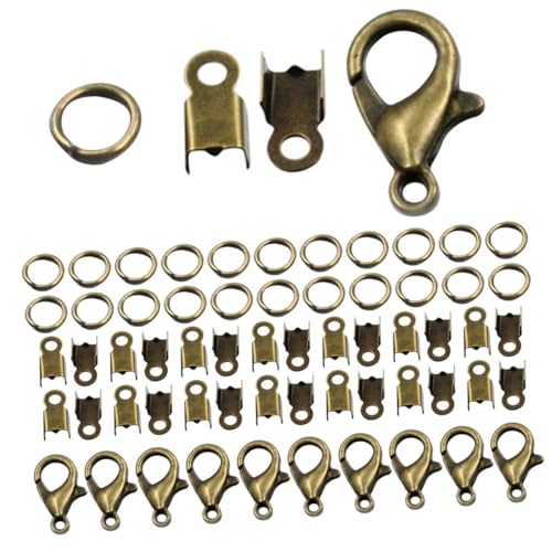 PartyKindom Teiliges Schmuckzubehör Set aus Langlebigem Verchromtem mit Fold Over Cord End Caps Jump Rings und Hummer Verschlüssen für DIY Halsketten Installieren Vielseitig Einsetzbar von PartyKindom