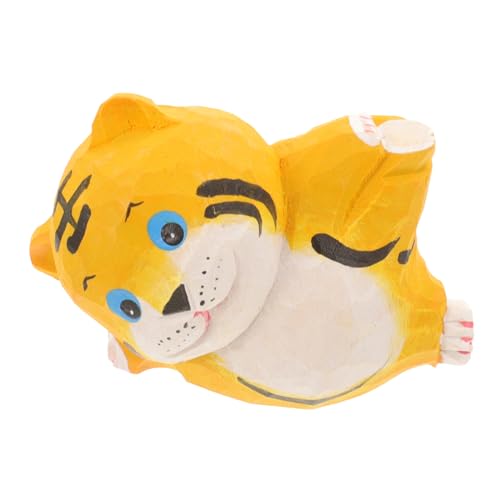 PartyKindom Tigerhandwerk Tigerfigur aus Holz Holztiger Desktop-Tierstatue Gartenskulpturen Tigerverzierung Tiger-Statue Hausskulptur Mini-Tiger-Figur zarte Tigerstatue Holzfiguren hölzern von PartyKindom