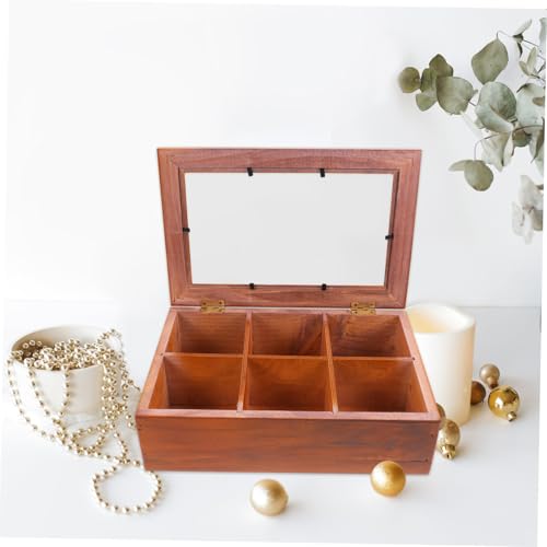 PartyKindom Vintage Holz Schmuckkasten mit Fächern Multifunktionale Aufbewahrungsbox für Halsketten Anhänger Uhren Robuster Kratzfester Organizer für Zuhause Rustikaler Retro Stil von PartyKindom