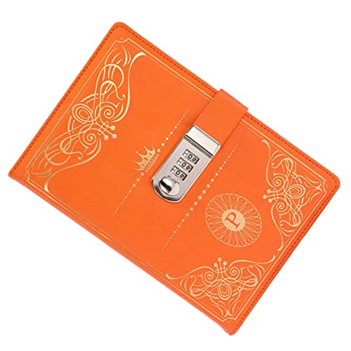 PartyKindom Vintage PU Notizbuch mit Code Lock Orange für Tagebuch Notizen und Kreative Schützt Ihre Geheimnisse Perfektes für Freunde von PartyKindom