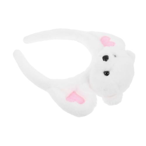 PartyKindom Waschbär-Stirnband Kopfbedeckung anziehen Cartoon-Haar Tierstirnbänder für Erwachsene Stirnband mit Bärenohren Cartoon Bärenohren Hairhoop süße Haarbänder Ohr Haarband Plüsch Weiß von PartyKindom