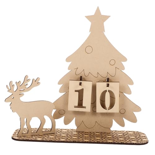 PartyKindom Weihnachtlicher Holz Adventskalender Tischdeko Countdown Kalender Tage Verstellbar Festliches Xmas Holzkunst für Familie Freunde von PartyKindom