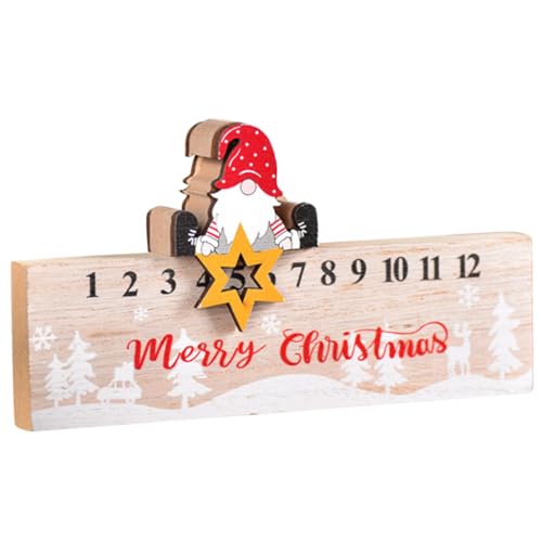 PartyKindom Weihnachtlicher Holz Countdown Kalender Block Dekorativer Adventskalender Ornament Beweglicher Tischkalender für Festliche und Weihnachtsfeier Langlebige Holzverarbeitung Einfache von PartyKindom