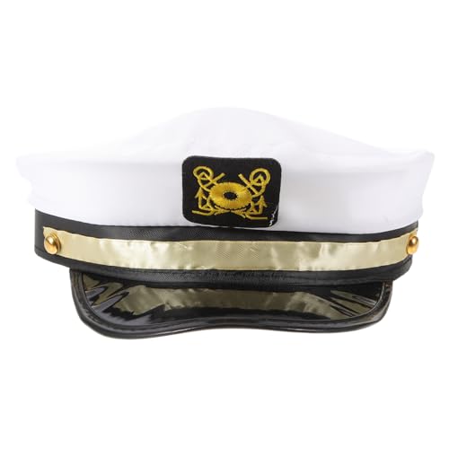 PartyKindom Weiße Flache Kapitänsmütze für Erwachsene Yacht Boot Mütze Langlebiges Kostüm Accessoire für Segelpartys Cosplay und Outdoor Schutz von PartyKindom
