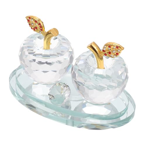 PartyKindom Weißes Kristall Apfel Ornament Auto Dekoration Wohnkultur Tischgewicht Weihnachtsdeko Geschenkidee für Büro Wohnzimmer von PartyKindom