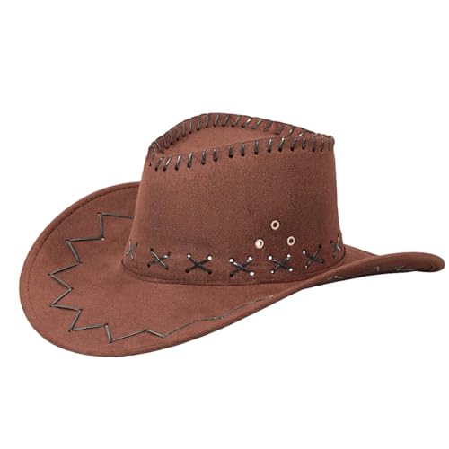 Cowboyhut Westernhut Cowgirl, Wildlederoptik mit Lederband – vielseitiger Hut für Damen & Herren – Braun – Partyhut, Festival Accessoire & Kostüm-Idee Cowboyhut Westernhut Cowgirl, Wildlederoptik mit Lederband – vielseitiger Hut für Damen & Herren – Braun – Partyhut, Festival Accessoire & Kostüm-Idee von PartyMagix