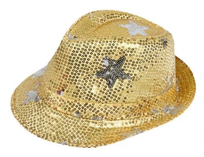 Pailletten Glitzer Hut – Funkelnder Faschingshut für Karneval & Party – Kostüm-Accessoire für Erwachsene – Unisex – Einheitsgröße – Glänzender Hut für Mottoparty & Bühne (Stern Gold) von PartyMagix