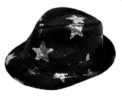 Pailletten Glitzer Hut – Funkelnder Faschingshut für Karneval & Party – Kostüm-Accessoire für Erwachsene – Unisex – Einheitsgröße – Glänzender Hut für Mottoparty & Bühne (Stern Schwarz) von PartyMagix