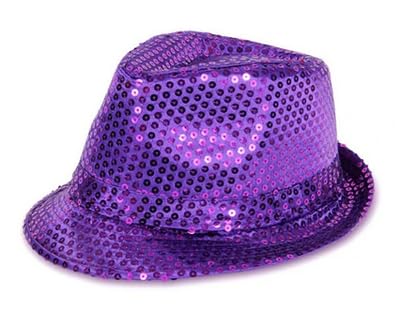 Pailletten Glitzer Hut – Funkelnder Faschingshut für Karneval & Party – Kostüm-Accessoire für Erwachsene – Unisex – Einheitsgröße – Glänzender Hut für Mottoparty & Bühne (lila) von PartyMagix