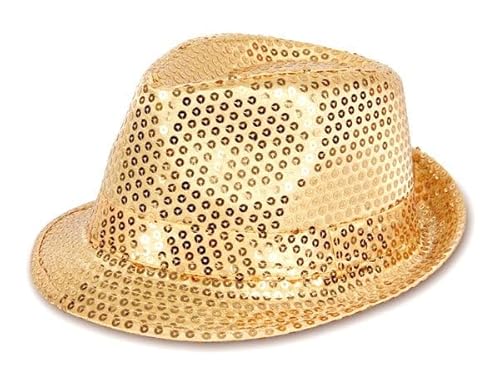 PartyMagix Pailletten Glitzer Hut für Fasching & Karneval (Gold) von PartyMagix