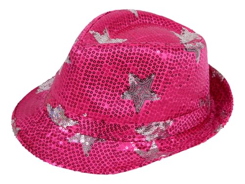 PartyMagix Pailletten Glitzer Hut für Fasching & Karneval (Stern Pink) von PartyMagix