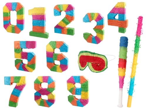 Pinata Zahl 0–9 – Schlagpinata für Geburtstag, Kinderparty & Event – bunte Zahlen-Piñata zum Befüllen mit Süßigkeiten, Spielzeug & Konfetti – Party Deko Highlight von PartyMagix