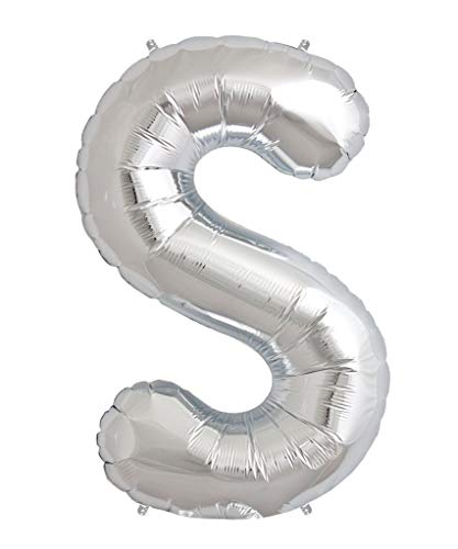 Ballon Buchstabe S in Silber - XXL Riesenbuchstabe 100cm - für Geburtstag Jubiläum & Co - Party Geschenk Dekoration Folienballon Luftballon Namen Wörter (Buchstabe S) von PartyMarty