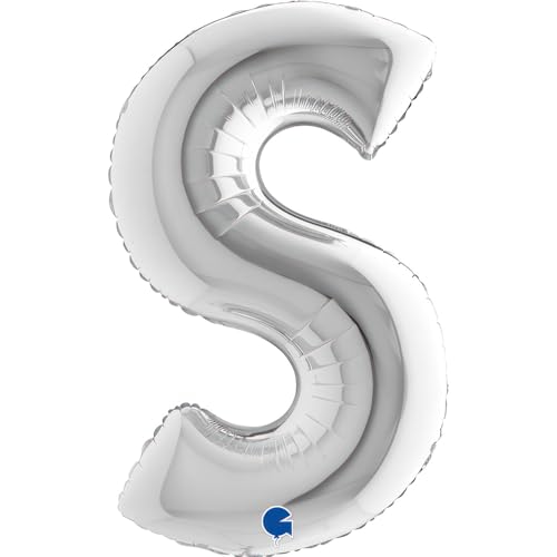 Grabo XXL Riesen Buchstabe Folienballon 102 cm (40") Farbauswahl – Perfekte Deko für Geburtstage, Jubiläen & Feiern – Happy Birthday - für Helium und Luft! Wiederverwendbar! (Silber, S) von Grabo