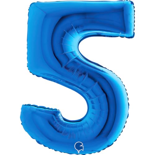 Grabo XXL Riesen Zahlen Folienballon 102 cm (40") Farbauswahl – Perfekte Deko für Geburtstage, Jubiläen & Feiern – Happy Birthday Party-Highlight - für Helium und Luft! Wiederverwendbar! (Blau, 5) von Grabo