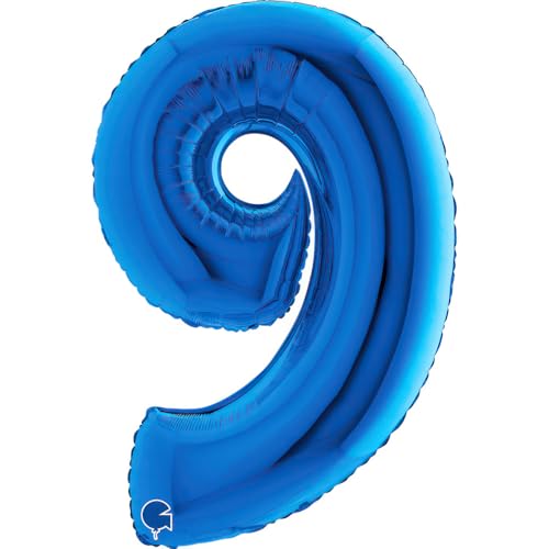 Grabo XXL Riesen Zahlen Folienballon 102 cm (40") Farbauswahl – Perfekte Deko für Geburtstage, Jubiläen & Feiern – Happy Birthday Party-Highlight - für Helium und Luft! Wiederverwendbar! (Blau, 9) von Grabo