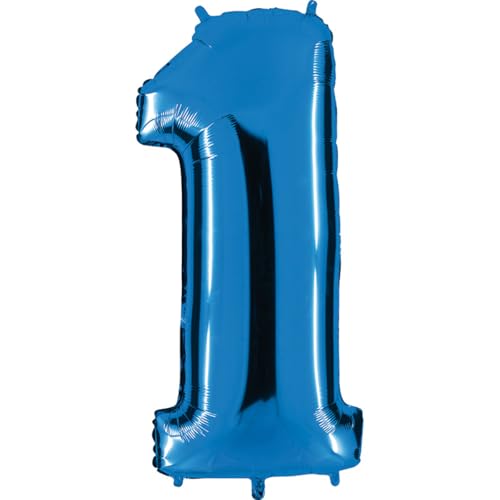 Grabo XXL Riesen Zahlen Folienballon 102 cm (40") Farbauswahl – Perfekte Deko für Geburtstage, Jubiläen & Feiern – Happy Birthday Party-Highlight - für Helium und Luft! Wiederverwendbar! (Blau, 1) von Grabo