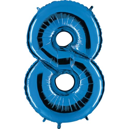 Grabo XXL Riesen Zahlen Folienballon 102 cm (40") Farbauswahl – Perfekte Deko für Geburtstage, Jubiläen & Feiern – Happy Birthday Party-Highlight - für Helium und Luft! Wiederverwendbar! (Blau, 8) von Grabo