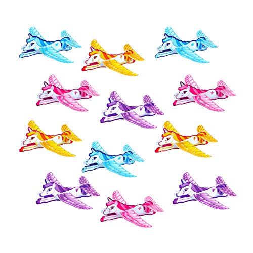 12x Styroporflieger im Einhorn Form, Kindergeburtstag Mitgebsel Set für Mädchen, Wurfgleiter Mitbringsel von Party Pack™ von PartyPack