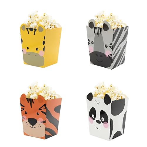 4 x Popcorn Boxen * Tiere * aus Pappe für Party und Geburtstag // Kinder Geburtstag Party Set Einweg Box von PartyPal