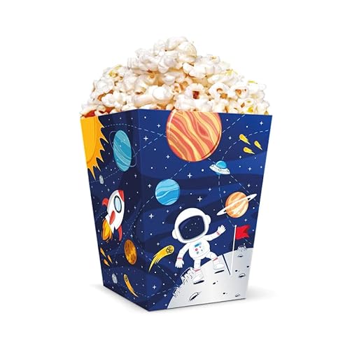 6 x Popcorn Boxen * Kosmos * aus Pappe für Party und Geburtstag // Kinder Geburtstag Party Set Einweg Box von PartyPal