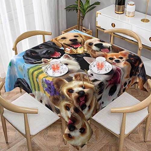 Tischdecke mit niedlichem Hundemotiv, 137 x 137 cm, rund, ideal für Buffet-Tische, Partys von PartyUnix