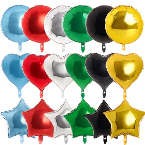 PartyWoo Folienballon Herz Stern, 24 Stück 18 Zoll Helium Folienballon Satz von Folienballons Herz, Folienballon Sterne und Folienballon Rund, Riesen Folienballon für Twinkle Twinkle Little Star Party PartyWoo Folienballon Herz Stern, 24 Stück 18 Zoll Helium Folienballon Satz von Folienballons Herz, Folienballon Sterne und Folienballon Rund, Riesen Folienballon für Twinkle Twinkle Little Star Party von PartyWoo