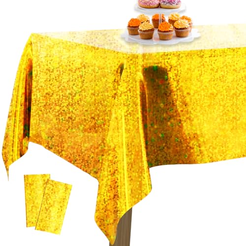 PartyWoo Folientischdecke Gold, 2 STÜCK Irisierende Tischdecke mit Punkten, 137 x 274 cm/ 54 x 108 Zoll Rechteckige Tischdecke Abwaschbar für 6 bis 8 Fuß Tisch, Tischdecke für Geburtstag, Hochzeit PartyWoo Folientischdecke Gold, 2 STÜCK Irisierende Tischdecke mit Punkten, 137 x 274 cm/ 54 x 108 Zoll Rechteckige Tischdecke Abwaschbar für 6 bis 8 Fuß Tisch, Tischdecke für Geburtstag, Hochzeit von PartyWoo