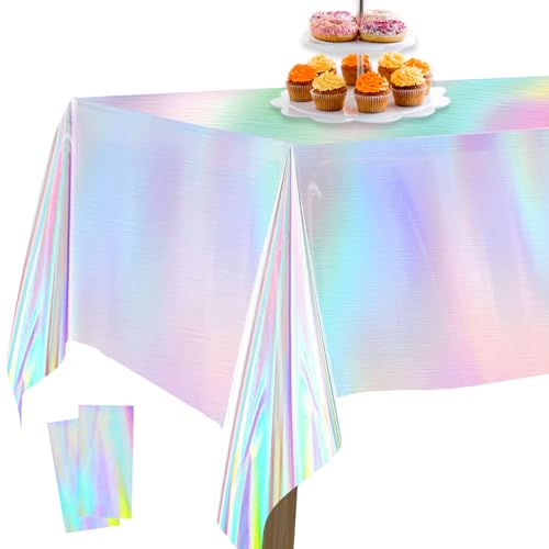 PartyWoo Folientischdecke Silber, 2 STÜCK Irisierende Tischdecke, 137 x 274 cm/ 54 x 108 Zoll Rechteckige Tischdecke Abwaschbar für 6 bis 8 Fuß Tisch, wasserdichte Tischdecke für Geburtstag, Hochzeit PartyWoo Folientischdecke Silber, 2 STÜCK Irisierende Tischdecke, 137 x 274 cm/ 54 x 108 Zoll Rechteckige Tischdecke Abwaschbar für 6 bis 8 Fuß Tisch, wasserdichte Tischdecke für Geburtstag, Hochzeit von PartyWoo