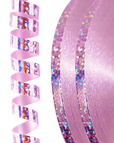 PartyWoo Geschenkband Rosa Laser, 120 Meter/ 131 Yard Schleifenband, Ringelband, Glänzendes Ballonband, Dekoband für Ballonverschlüsse, Geschenkverpackung, Basteln, Partydeko (2 Rollen, 60m/ Rolle) PartyWoo Geschenkband Rosa Laser, 120 Meter/ 131 Yard Schleifenband, Ringelband, Glänzendes Ballonband, Dekoband für Ballonverschlüsse, Geschenkverpackung, Basteln, Partydeko (2 Rollen, 60m/ Rolle) von PartyWoo