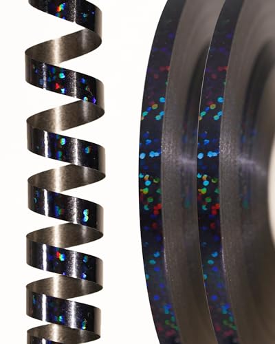 PartyWoo Geschenkband Schwarz Laser, 120 Meter/ 131 Yard Schleifenband, Ringelband, Glänzendes Ballonband, Dekoband für Ballonverschlüsse, Geschenkverpackung, Basteln, Partydeko (2 Rollen, 60m/ Rolle) PartyWoo Geschenkband Schwarz Laser, 120 Meter/ 131 Yard Schleifenband, Ringelband, Glänzendes Ballonband, Dekoband für Ballonverschlüsse, Geschenkverpackung, Basteln, Partydeko (2 Rollen, 60m/ Rolle) von PartyWoo