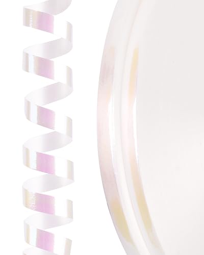 PartyWoo Geschenkband Weiß Irisierend, 120 Meter/ 131 Yard Schleifenband, Ringelband, Ballonband Glänzend, Dekoband für Ballonverschlüsse, Geschenkverpackung, Basteln, Partydeko (2 Rollen, 60m/ Rolle) von PartyWoo