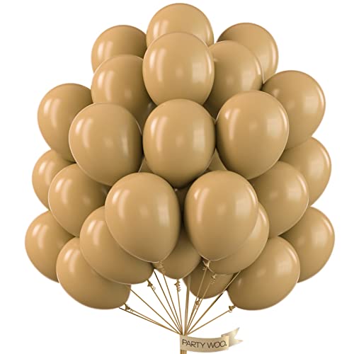 PartyWoo Hellbraune Ballons, 50 Stück 12 Zoll Ballons Braun, Luftballons Matt, Latexballons, Luftballons für Geburtstagsdeko, Babyparty Deko, Hochzeitsdeko, Taufe Deko, Partydeko von PartyWoo