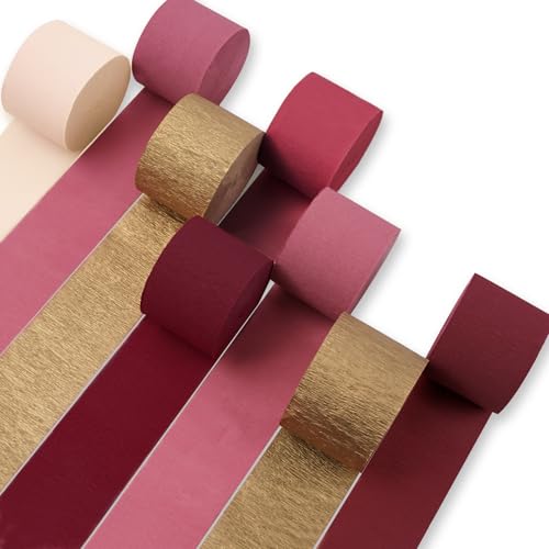 PartyWoo Krepppapier-Luftschlangen, 8 Rollen, 199,9 m, Farbverlauf, Burgunderrot, Metallic-Gold, Weiß, Sand, Krepppapierrollen für Abschlussfeier, Weihnachten, Hochzeit, Geburtstag, Party-Dekorationen PartyWoo Krepppapier-Luftschlangen, 8 Rollen, 199,9 m, Farbverlauf, Burgunderrot, Metallic-Gold, Weiß, Sand, Krepppapierrollen für Abschlussfeier, Weihnachten, Hochzeit, Geburtstag, Party-Dekorationen von PartyWoo