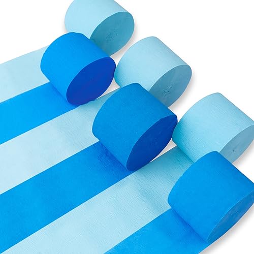 PartyWoo Krepppapier Luftschlangen 6 Rollen 150.0 m, Packung Krepppapier in Himmelblau und Hellblau, Krepppapier für Geburtstagsdekorationen, Partydekorationen, Babyparty-Dekorationen (4,6 cm x 82 PartyWoo Krepppapier Luftschlangen 6 Rollen 150.0 m, Packung Krepppapier in Himmelblau und Hellblau, Krepppapier für Geburtstagsdekorationen, Partydekorationen, Babyparty-Dekorationen (4,6 cm x 82 von PartyWoo