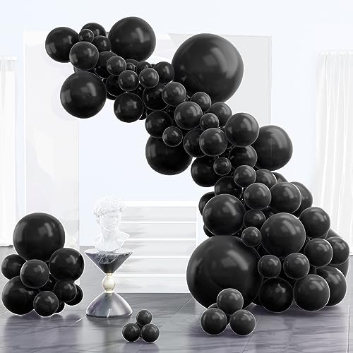 PartyWoo Luftballon Schwarz, 102 Stück Ballon Girlande Schwarz Satz von Ballons Schwarz 18 Zoll 12 Zoll 10 Zoll 5 Zoll, Luftballon Girlande Schwarz für Deko Geburtstag, Deko Babyparty, Deko Hochzeit von PartyWoo