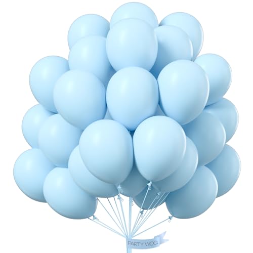 PartyWoo Luftballons Blau Pastell, 50 Stück 12 Zoll Ballons Blau, Blaue Luftballons für Ballongirlande oder Ballonbogen als Partydeko, Geburtstagsdeko, Hochzeitsdeko, Babypartydekoration, Blau-Q13 von PartyWoo
