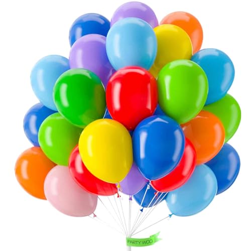 PartyWoo Luftballons Bunt, 100 Stück 10 Zoll Ballons Regenbogen, Bunte Luftballons für Ballongirlande oder Ballonbogen als Partydeko, Geburtstagsdekoration, Hochzeitsdekoration, Babypartydekoration von PartyWoo