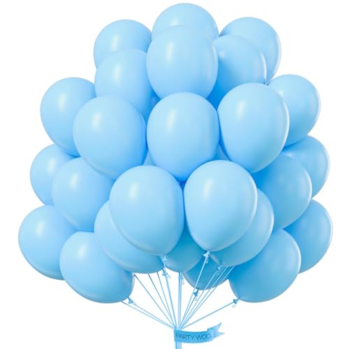 PartyWoo Luftballons Hellblau, 50 Stück 12 Zoll Ballons Blau, Hellblaue Luftballons für Ballongirlande oder Ballonbogen als Partydeko, Geburtstagsdeko, Hochzeitsdeko, Babypartydekoration, Blau-Y4 von PartyWoo