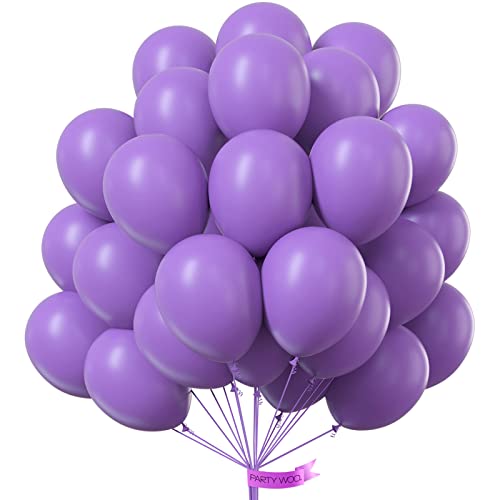 PartyWoo Luftballons Lila, 50 Stück 10 Zoll Ballons Violett, Luftballons Matt, Latexballons, Luftballons für Geburtstagsdeko, Babyparty Deko, Hochzeitsdeko, Taufe Deko, Partydeko von PartyWoo
