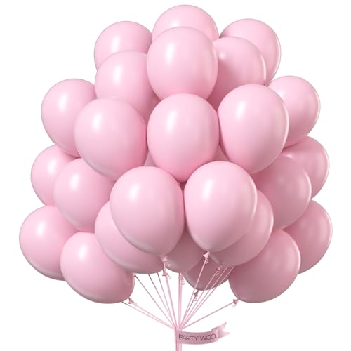 PartyWoo Luftballons Rosa Pastell, 100 Stück 10 Zoll Ballons Rosa, Rosa Luftballons für Ballongirlande oder Ballonbogen als Partydeko, Geburtstagsdeko, Hochzeitsdeko, Babypartydekoration, Rosa-Q05 von PartyWoo