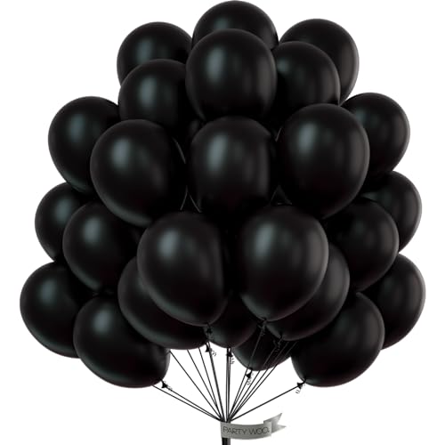 PartyWoo Luftballons Schwarz, 50 Stück 10 Zoll Ballons Schwarz, Schwarze Luftballons für Ballongirlande oder Ballonbogen als Partydeko, Geburtstagsdeko, Hochzeitsdeko, Babypartydeko, Schwarz-Y18 von PartyWoo