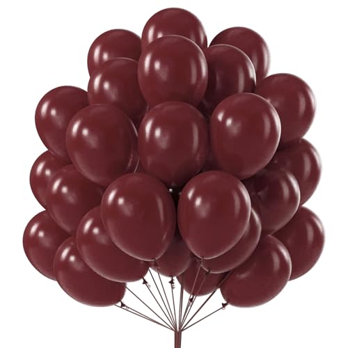 PartyWoo Luftballons Weinrot, 50 Stück 10 Zoll Ballons Bordeaux, Weinrote Luftballons für Ballongirlande oder Ballonbogen als Partydeko, Geburtstagsdeko, Hochzeitsdeko, Babypartydekoration, Rot-Y62 von PartyWoo