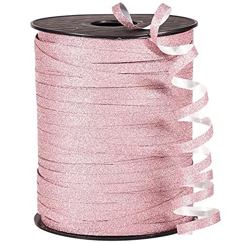 PartyWoo Roségoldband, 500 Yard Ringelband zum Basteln, Ballonband, Glitzerband für Geschenkverpackungen, Band für Luftballons Schnur, Haar, Floristenblume (1 Rolle) von PartyWoo