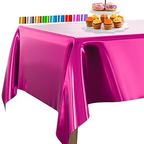 PartyWoo Tischdecke Magenta Folientischdecke, 137 x 274 cm/ 54 x 108 Zoll Rechteckige Party Tischdecke Abwaschbar für 6 bis 8 Fuß Tisch, Tischtuch, Wasserdicht Tischdecke für Geburtstag (1 STÜCK) von PartyWoo