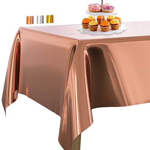 PartyWoo Tischdecke Rosegold Folientischdecke, 137 x 274 cm/ 54 x 108 Zoll Rechteckige Party Tischdecke Abwaschbar für 6 bis 8 Fuß Tisch, Tischtuch, wasserdichte Tischdecke für Geburtstag (1 STÜCK) PartyWoo Tischdecke Rosegold Folientischdecke, 137 x 274 cm/ 54 x 108 Zoll Rechteckige Party Tischdecke Abwaschbar für 6 bis 8 Fuß Tisch, Tischtuch, wasserdichte Tischdecke für Geburtstag (1 STÜCK) von PartyWoo