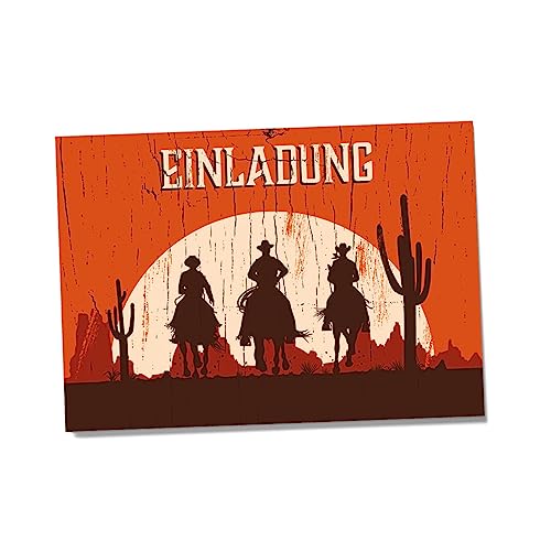 Einladungskarten für Kindergeburtstage für Jungen oder Mädchen (Cowboy Western, 12 Stück im Kartenset) von Partycards
