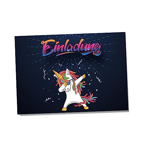 Partycards Einladungskarten Geburtstag, Einladungskarten Kindergeburtstag Mädchen - 12 Stck, Partyeinhorn, Einhorn, Kinderparty, Jungen, Mädchen von Partycards