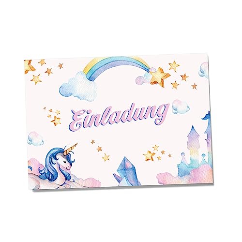 Einladungskarten für Kindergeburtstage für Jungen oder Mädchen (Einhron Prinzessin, 12 Stück im Kartenset) von Partycards